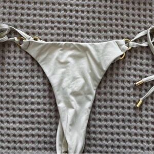 Monday Swimwear Ivory Palma Thong Bikini Bottom (S)